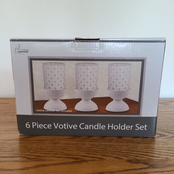 TrueLiving Essentials 6 Piece Votive Candle Holder Set NIB NWT - Picture 4 of 16